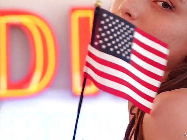 Izzy Lush - Slim girl masturbating at the diner