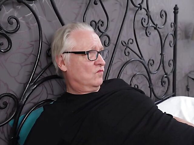 60-year-old grandpa fuck teen in his bed