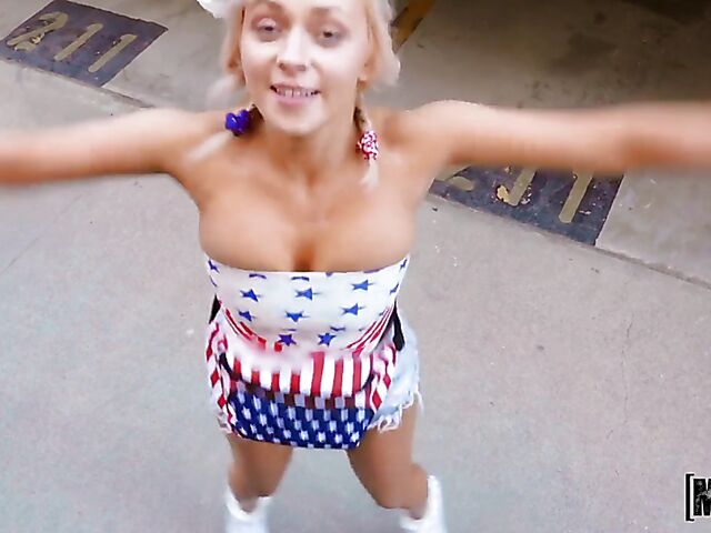 Ava Sinclaire - Blonde teen anal Independence Day BBQ on the balcony