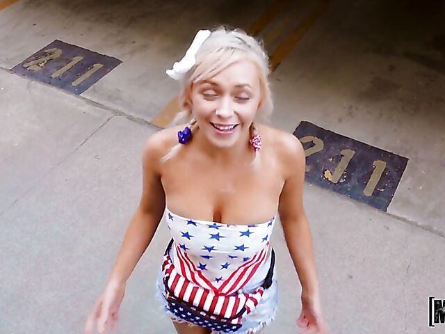 Ava Sinclaire - Blonde teen anal Independence Day BBQ on the balcony