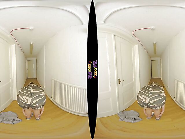 Big tits solo military girl Kay G stripping in VR 3D