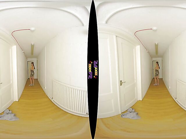 Big tits solo military girl Kay G stripping in VR 3D