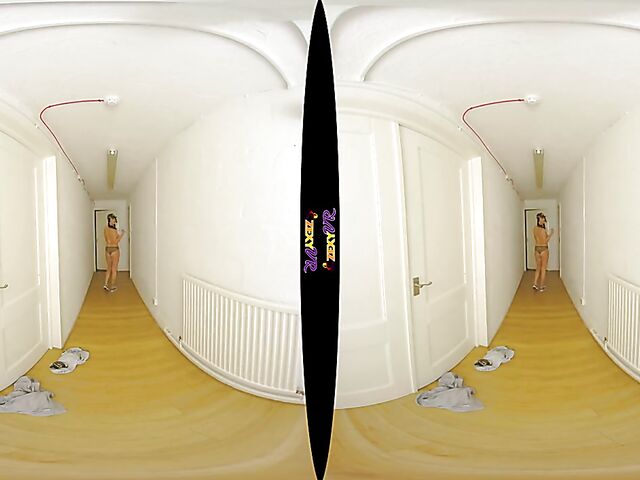 Big tits solo military girl Kay G stripping in VR 3D