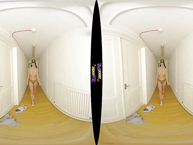 Big tits solo military girl Kay G stripping in VR 3D