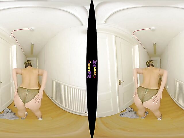 Big tits solo military girl Kay G stripping in VR 3D