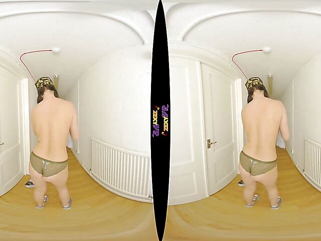 Big tits solo military girl Kay G stripping in VR 3D