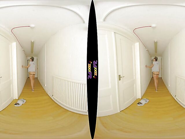 Big tits solo military girl Kay G stripping in VR 3D