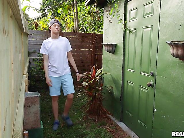 Petite girl Bailey Base gets nailed by a lucky neighbor boy