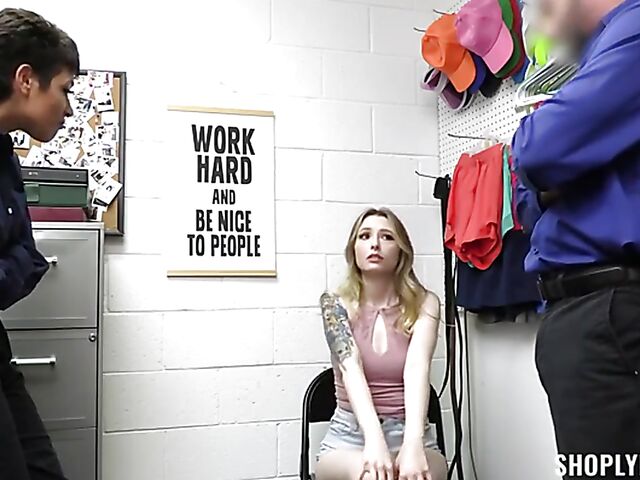 FFM strapon threesome with female officer Brooklyn Gray and cute shoplifter Ailee Anne