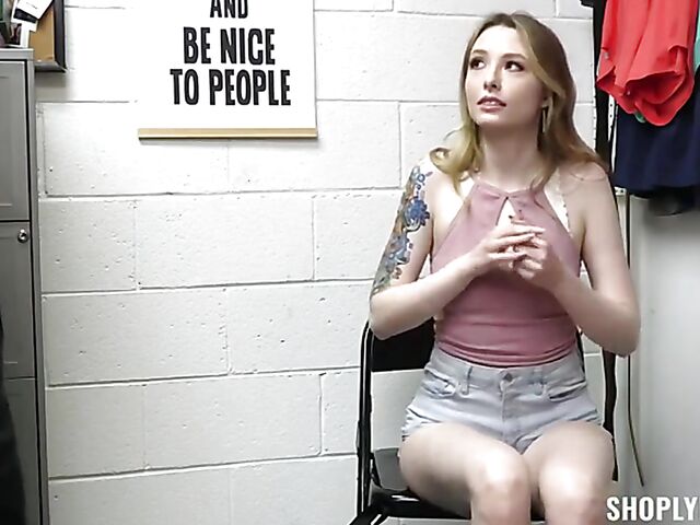 FFM strapon threesome with female officer Brooklyn Gray and cute shoplifter Ailee Anne