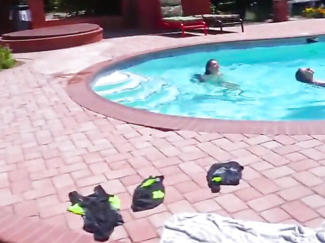 Pool blowjob and pussy fuck with three girls POV featuring Gianna Grey, Laney Grey and Gia Derza