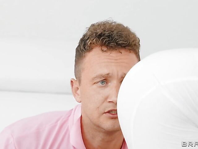 College slut with glasses Katie Kush plays games with Van Wylde and gets fucked silly