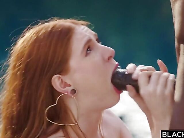 Jane Rogers - Natural redhead BBC passion by the pool on vacation