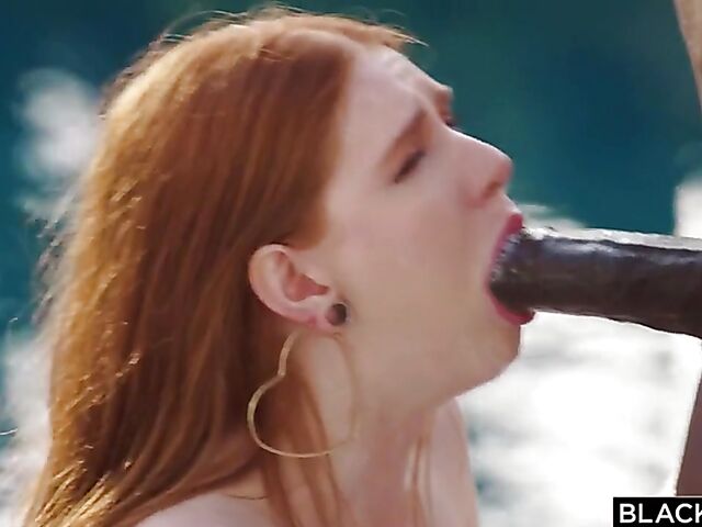 Jane Rogers - Natural redhead BBC passion by the pool on vacation