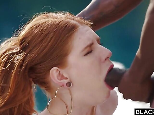 Jane Rogers - Natural redhead BBC passion by the pool on vacation