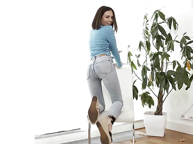 Tempting babe Eve Sweet stripping nude and fingering herself