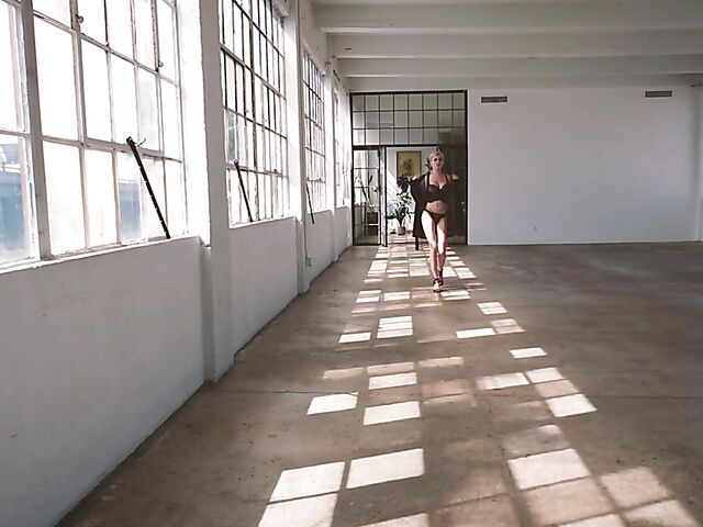 Skye Blue - Short hair solo model with nice boobs strips naked