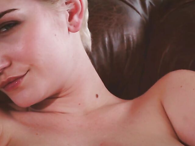 Skye Blue - Short hair solo model with nice boobs strips naked