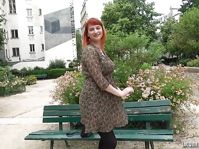 Rhia - French redhead anal banged in the kitchen