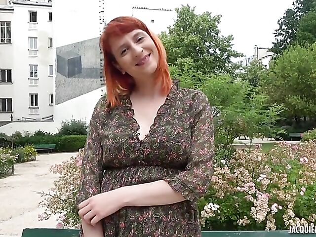 Rhia - French redhead anal banged in the kitchen