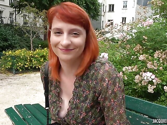 Rhia - French redhead anal banged in the kitchen