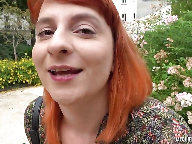 Rhia - French redhead anal banged in the kitchen