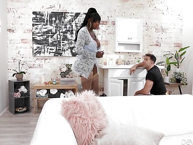 Ebony Goddess Mystique - Busty ebony interracial anal with a handyman