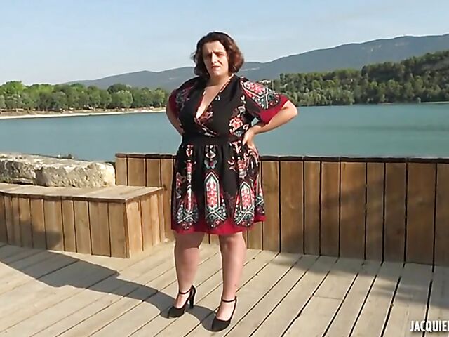 Outdoor gangbang with big breasted chubby woman Clara