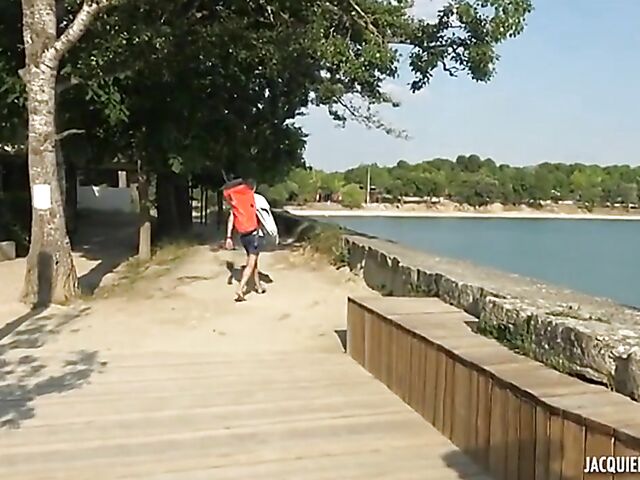 Outdoor gangbang with big breasted chubby woman Clara