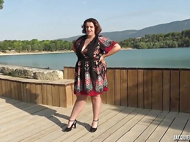 Outdoor gangbang with big breasted chubby woman Clara