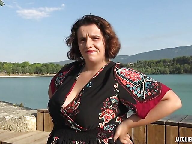 Outdoor gangbang with big breasted chubby woman Clara