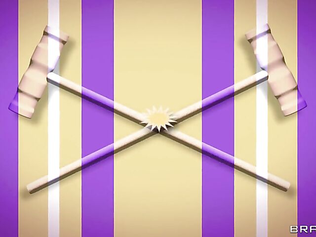 Curly hair girl with big natural tits Nina Diaz plays croquet with Jimmy Michaels