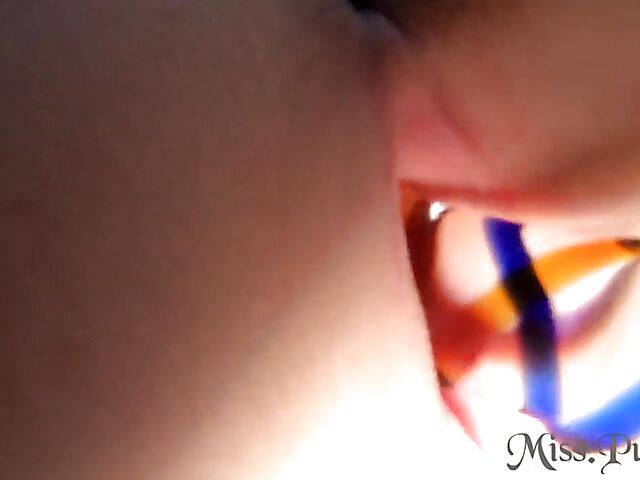 Underwater masturbation with a glass dildo in the hot tub with Miss Pussy Cat