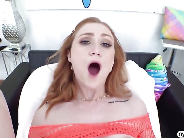 Scarlet Skies - Flat chested redhead POV drilled by a big cock