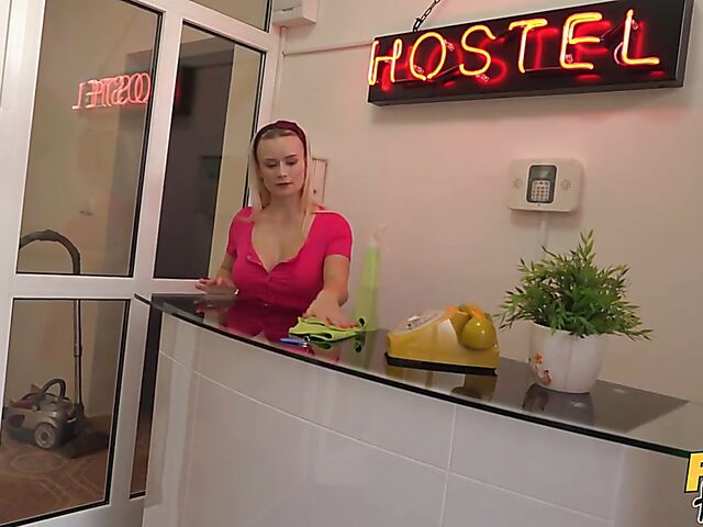 Hostel quickie with big tits blonde Lily Joy
