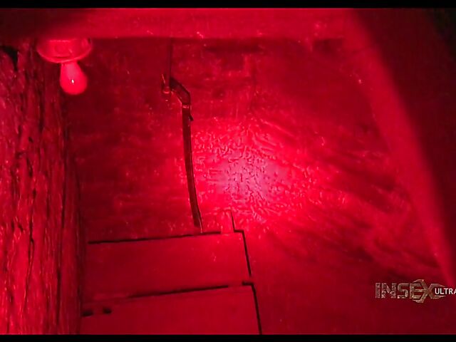 Pale skin girl Brooke Johnson in metal bondage