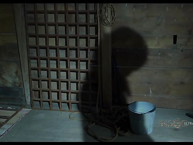 Pale skin girl Brooke Johnson in metal bondage