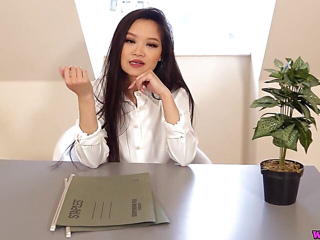 Asian JOI in the office with naughty businesswoman Louisa Lu