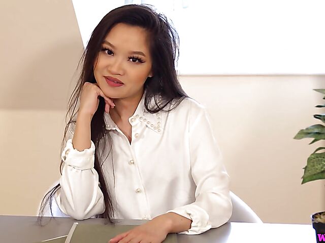 Asian JOI in the office with naughty businesswoman Louisa Lu