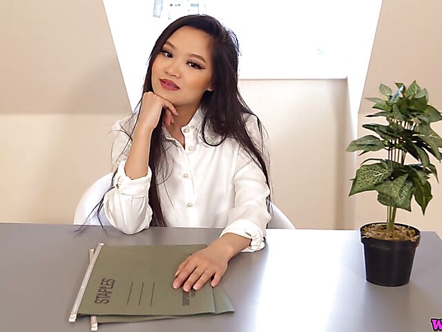 Asian JOI in the office with naughty businesswoman Louisa Lu