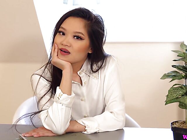Asian JOI in the office with naughty businesswoman Louisa Lu
