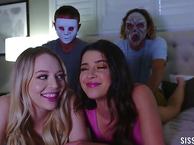 Stepsister swap and teen foursome with Kylie Rocket and Lily Larimar