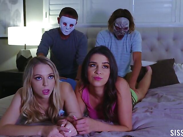 Stepsister swap and teen foursome with Kylie Rocket and Lily Larimar