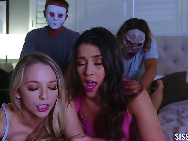 Stepsister swap and teen foursome with Kylie Rocket and Lily Larimar