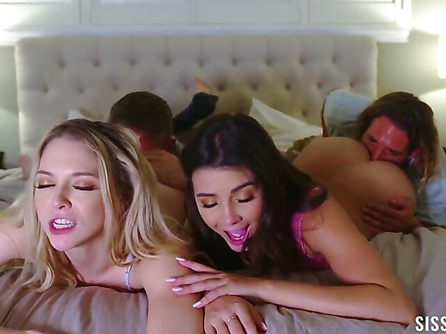 Stepsister swap and teen foursome with Kylie Rocket and Lily Larimar