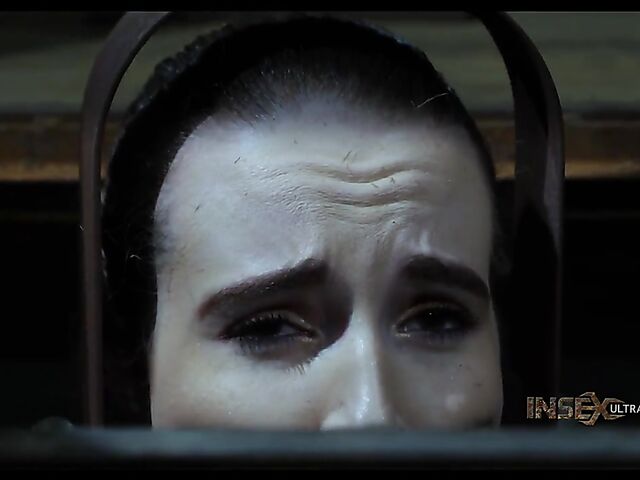 Metal device bondage and slave blowjob with Brooke Johnson