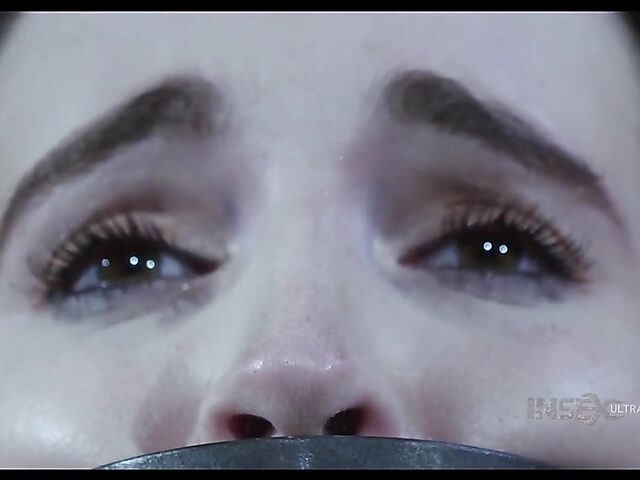 Metal device bondage and slave blowjob with Brooke Johnson