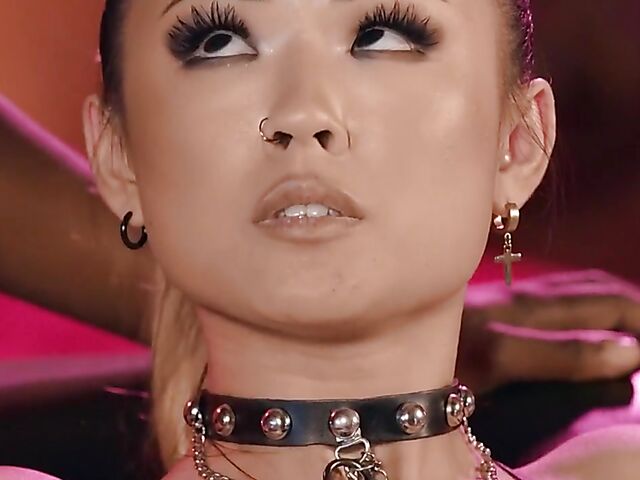 Interracial lesbian domination and strapon fuck in latex with ebony Ana Foxxx and asian Lulu Chu