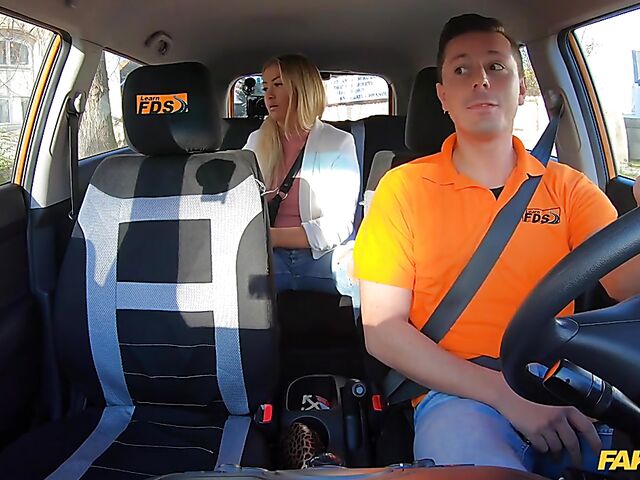 Driving instructor's best car sex with blonde hottie Cayla Lyons