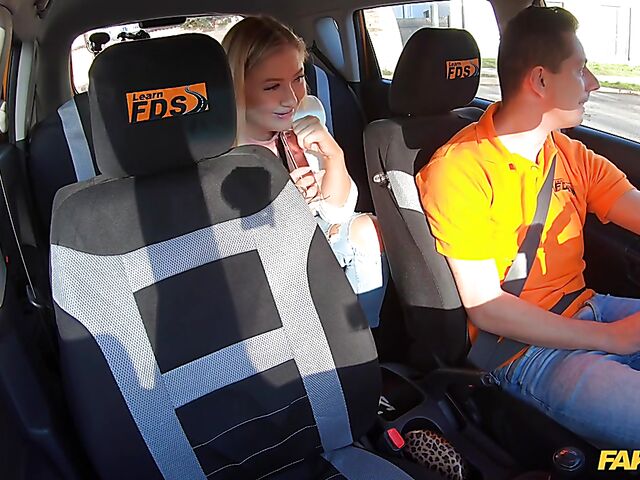 Driving instructor's best car sex with blonde hottie Cayla Lyons